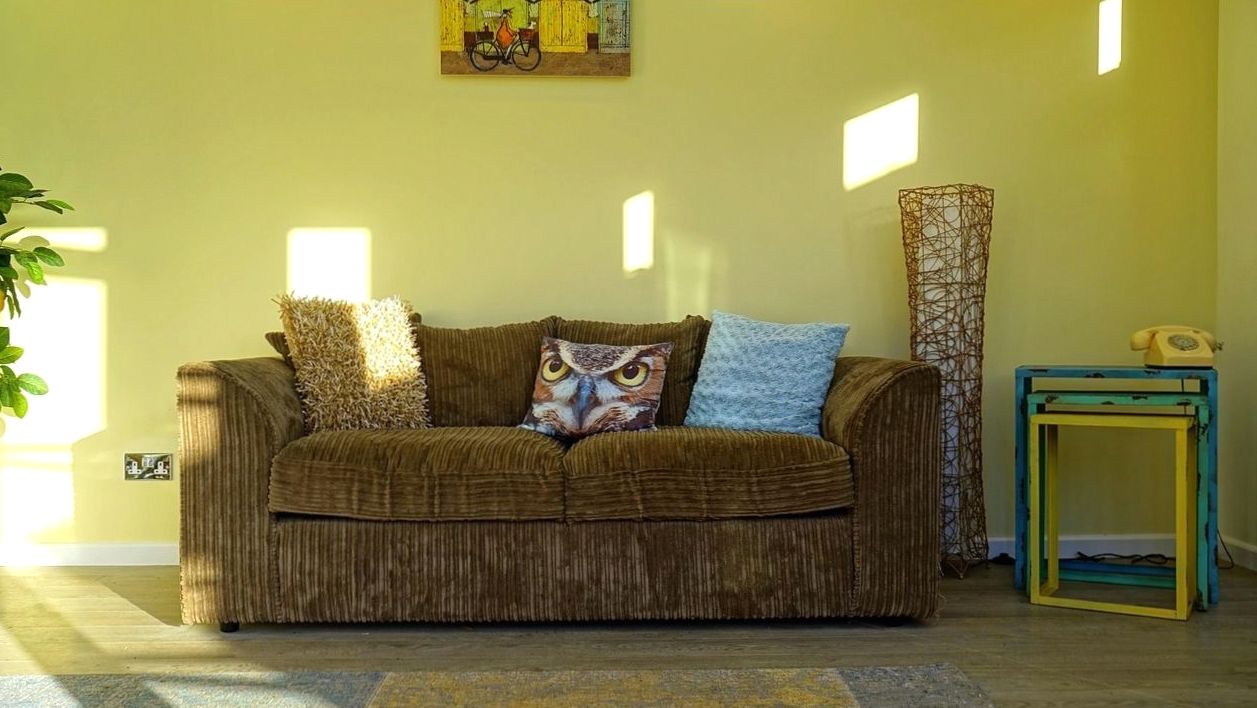 Restored Victorian armchair in new linen fabric